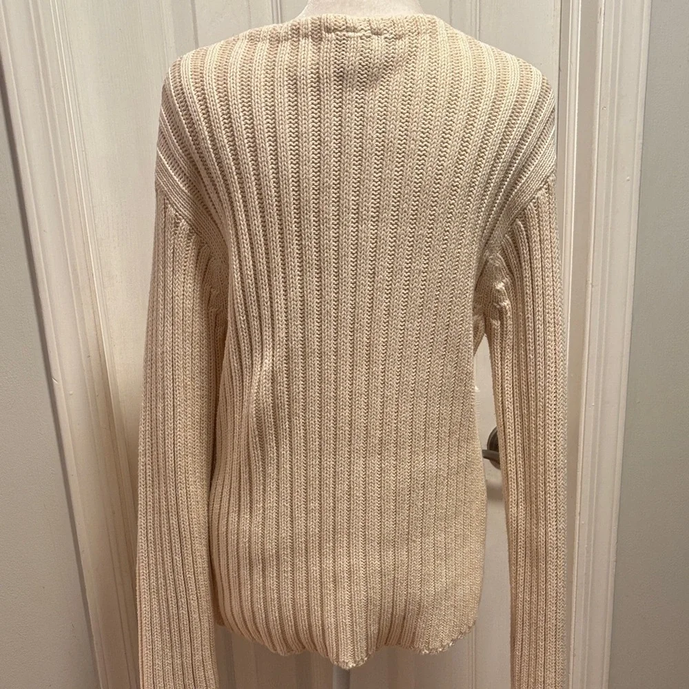 J. Jill ivory cable knit sweater size M 100% Cotton